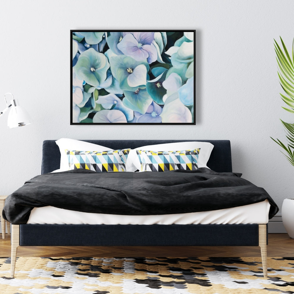 Purple Rustic Bedroom Canvas | Hydrangea Plant Home Decor