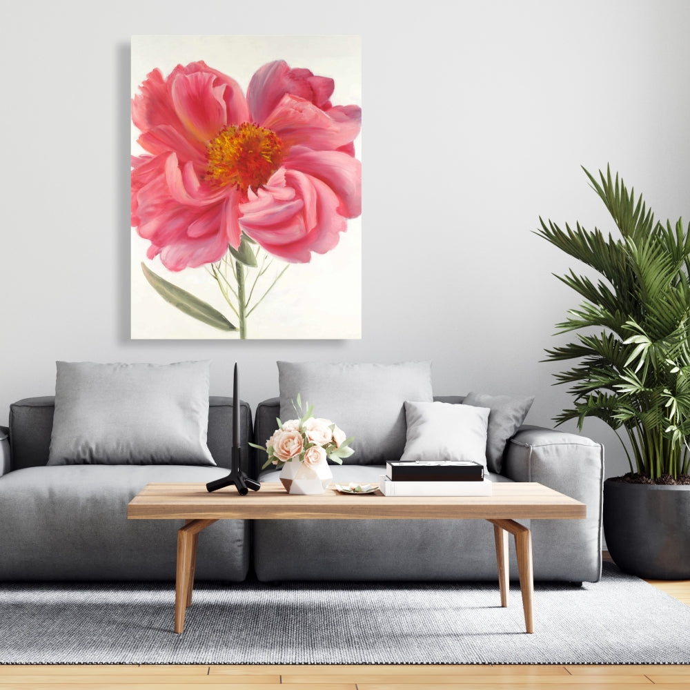 Pink Peony Flower Canvas | Botanical Home Decor Wall Art