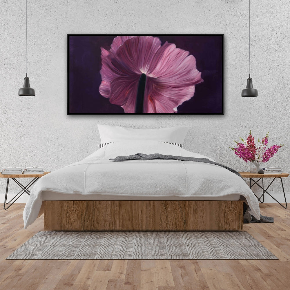 Toile Pétales violets | Décoration de chambre minimaliste | Cadre violet