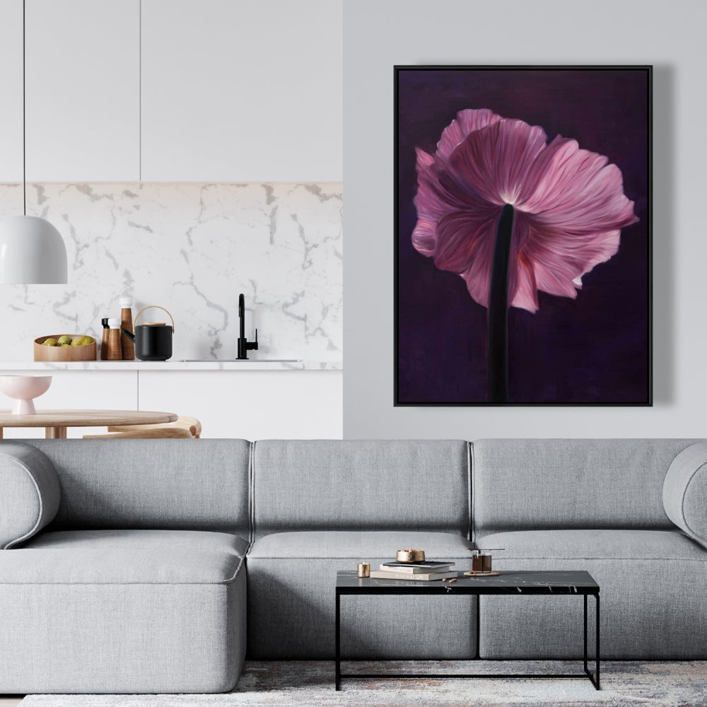 Toile Pétales violets | Décoration de chambre minimaliste | Cadre violet