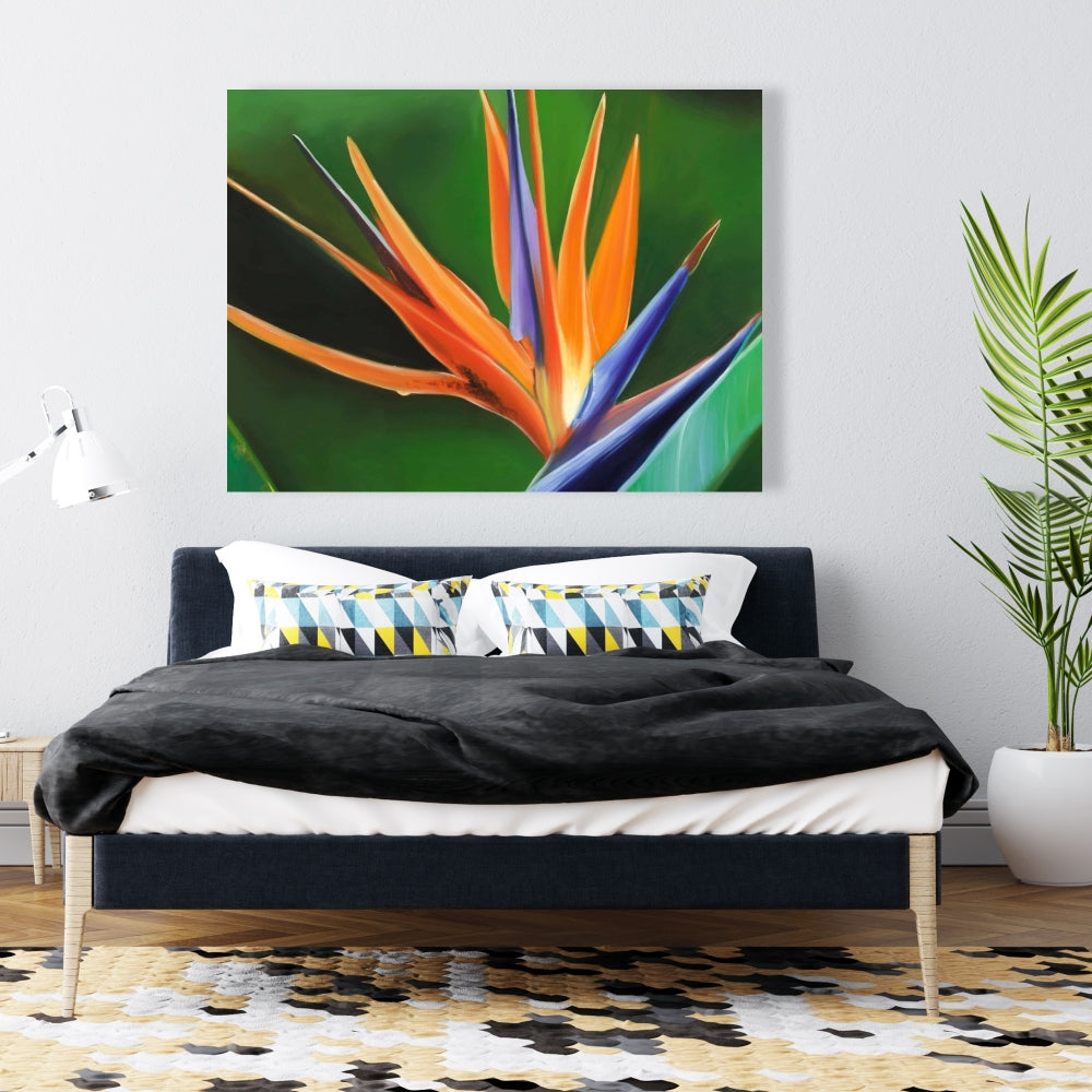 Bird of Paradise Flower Canvas | Green Botanical Home Decor