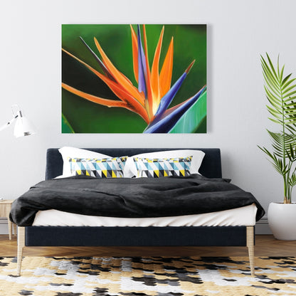 Bird of Paradise Flower Canvas | Green Botanical Home Decor
