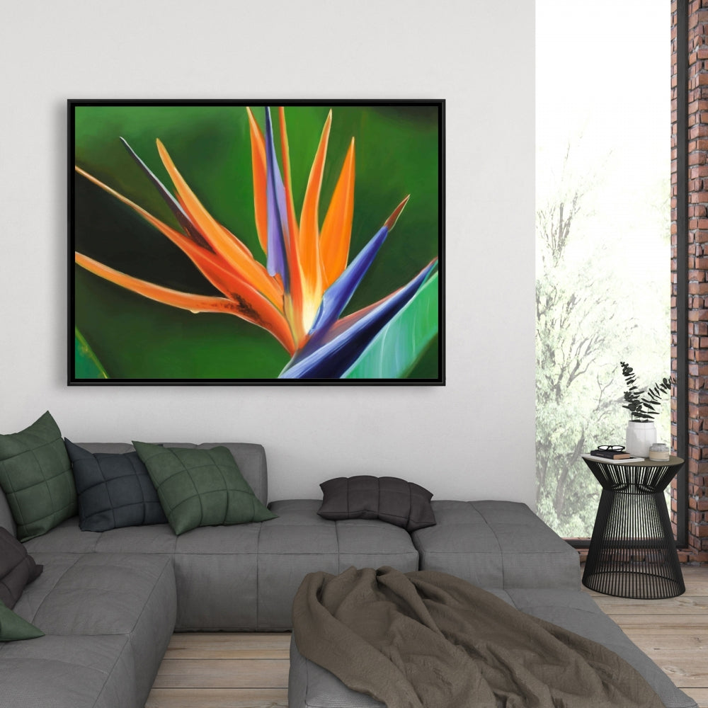 Bird of Paradise Flower Canvas | Green Botanical Home Decor
