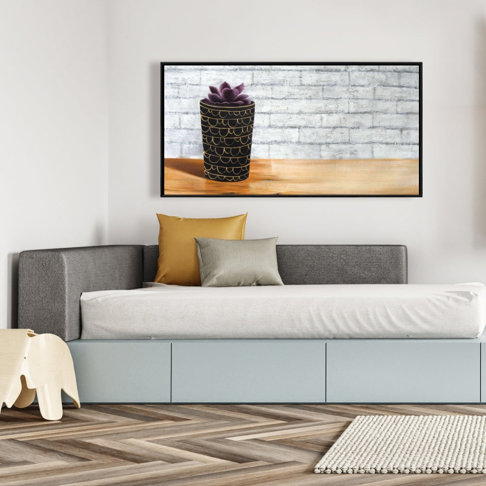 Succulente en pot | Toile encadrée florale et botanique