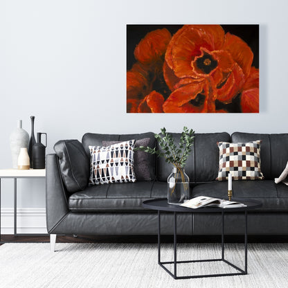 Poppy Bouquet Botanical Canvas - Contemporary Bedroom Decor
