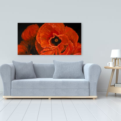 Poppy Bouquet Botanical Canvas - Contemporary Bedroom Decor