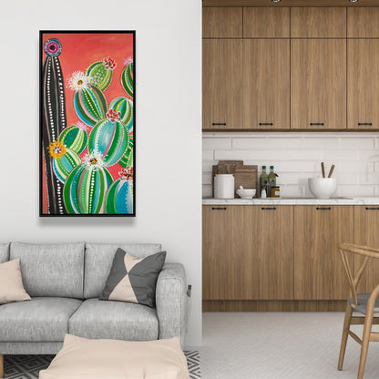 Toile encadrée Cactus arc-en-ciel | Décoration botanique exotique pour la maison