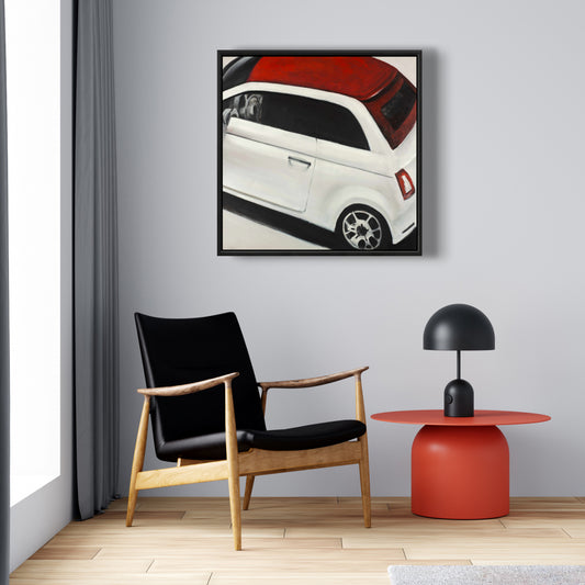 Toile représentant une voiture italienne rouge et blanche | Décoration murale