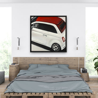 Toile représentant une voiture italienne rouge et blanche | Décoration murale