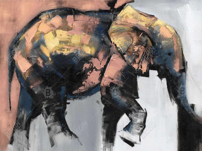 Magnifique toile d'éléphant - Décoration intérieure contemporaine grise