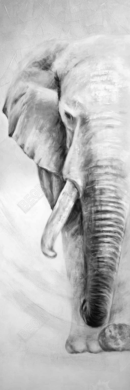 Toile minimaliste grise représentant un grand éléphant | Décoration d'intérieur encadrée