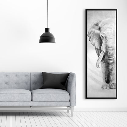 Toile minimaliste grise représentant un grand éléphant | Décoration d'intérieur encadrée