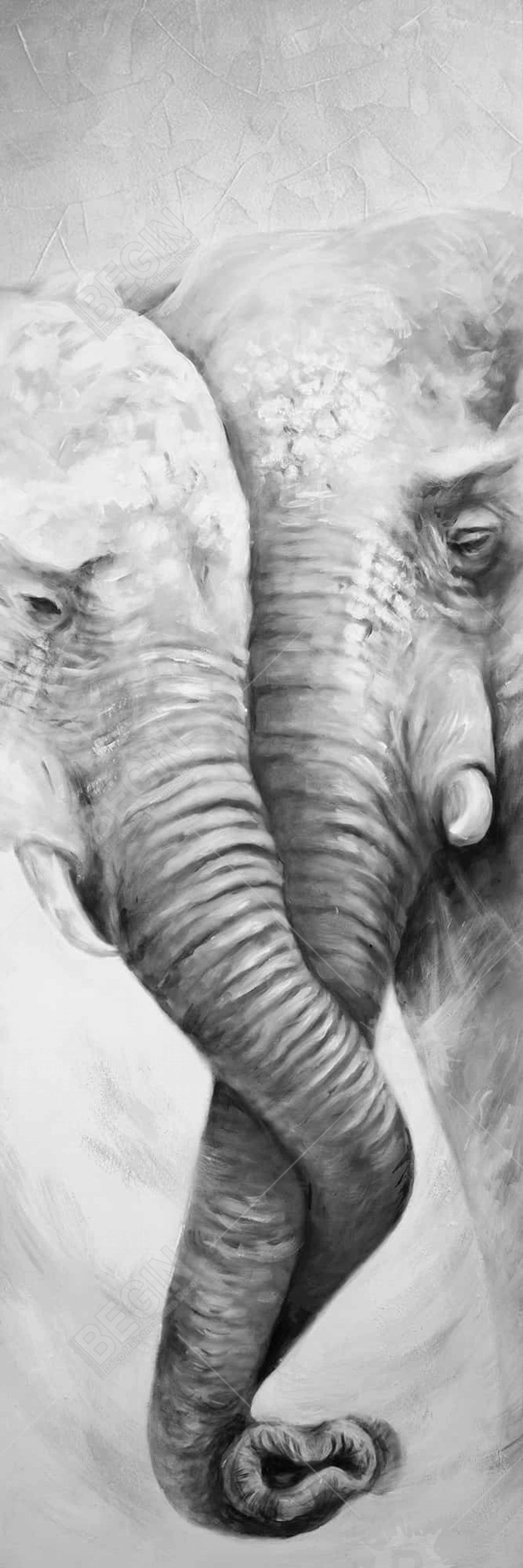 Togetherness Elephant Gray Canvas - Elegant Living Room Decor