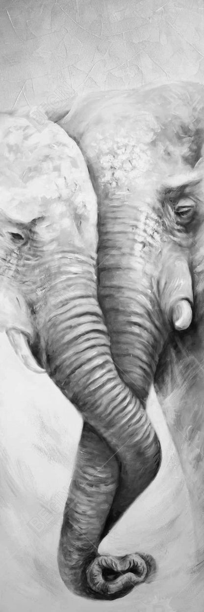 Togetherness Elephant Gray Canvas - Elegant Living Room Decor