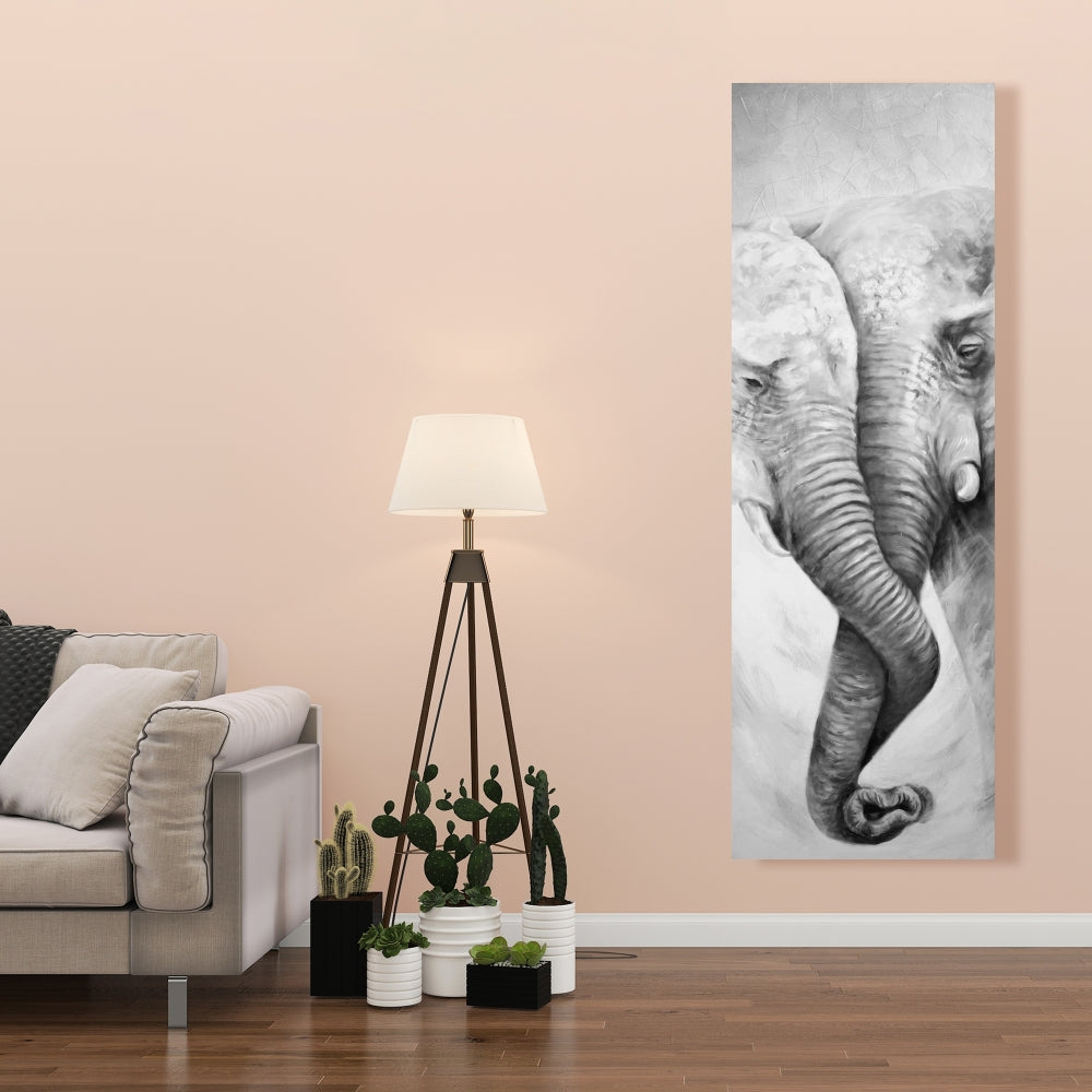 Togetherness Elephant Gray Canvas - Elegant Living Room Decor