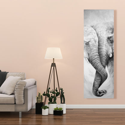 Togetherness Elephant Gray Canvas - Elegant Living Room Decor