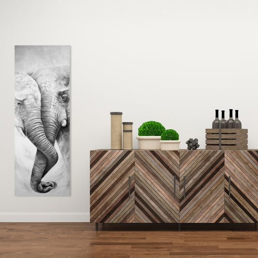 Togetherness Elephant Gray Canvas - Elegant Living Room Decor
