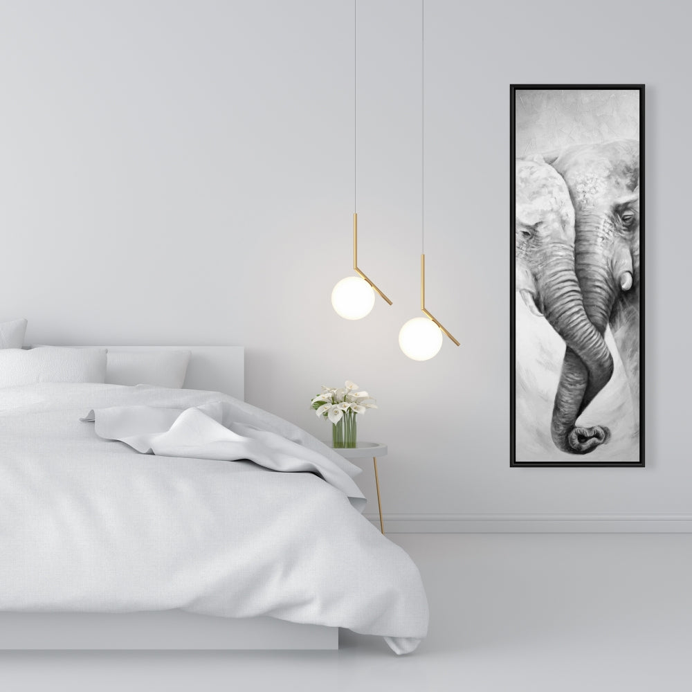 Toile encadrée « Éléphants ensemble » | Décoration murale