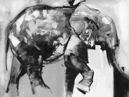 Magnifique éléphant monochrome | Toile encadrée Animaux gris