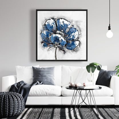 Toile bleue classique à petites fleurs | Cadre décoratif floral pour la maison