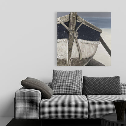 Toile Bateau bleu marine | Décoration murale nautique pour salle de bain