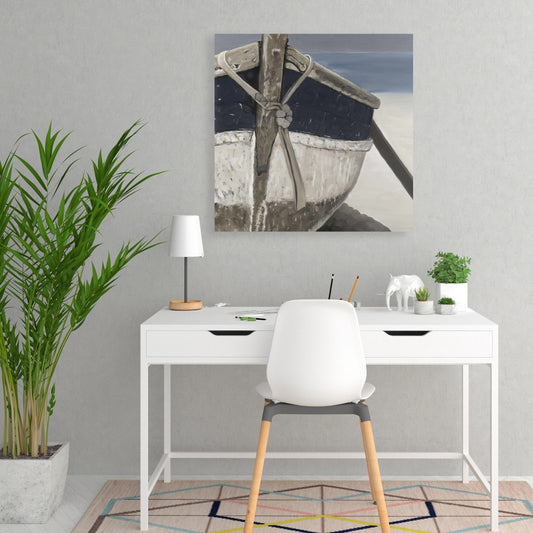 Toile Bateau bleu marine | Décoration murale nautique pour salle de bain