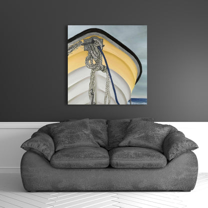 The Yellow Boat Coastal Canvas - Nautical Home Decor Wall Art