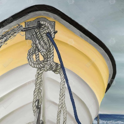 The Yellow Boat Coastal Canvas - Nautical Home Decor Wall Art
