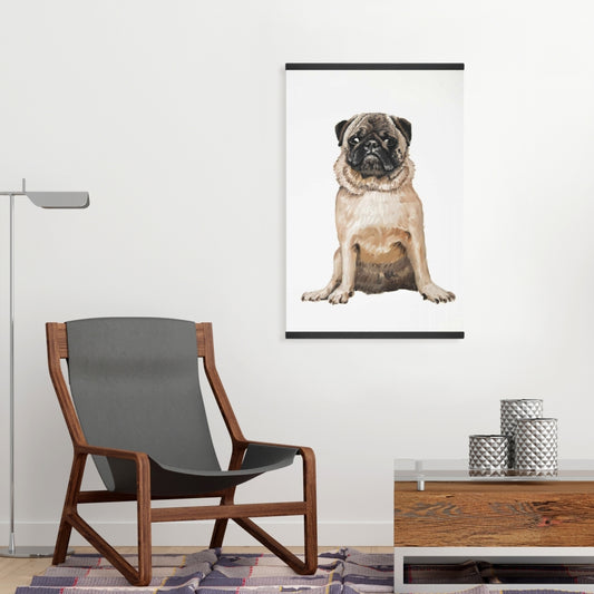 Pug Magnetic Stick Canvas | Brown Illustrative Wall Decor