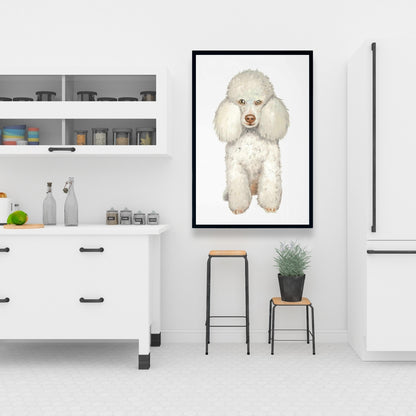 White French Poodle Framed Canvas - Home Decor Illustrations