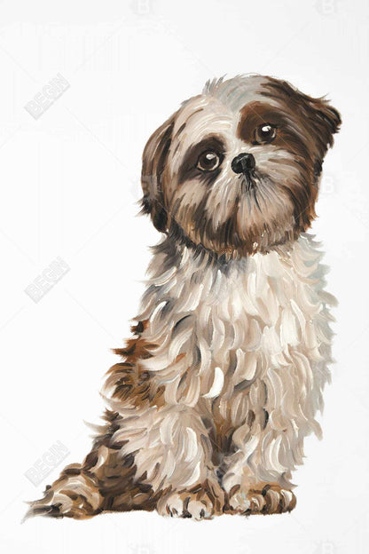 Toile de chambre marron Shih-tzu - Décoration d'intérieur illustrative