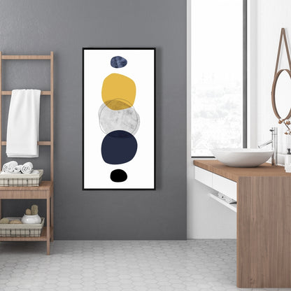 Blue Shapes Livingroom Framed Canvas - Spheres Home Decor