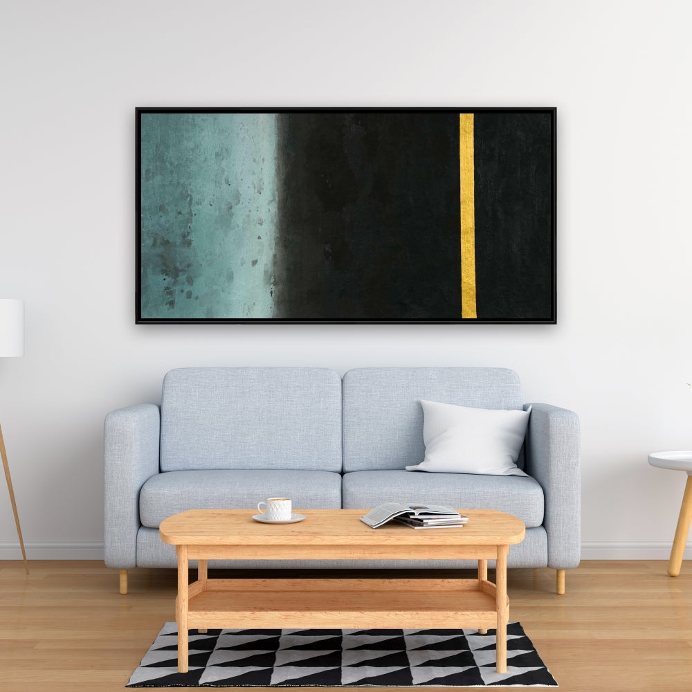 Toile minimaliste noire abstraite au crépuscule – Décoration d'intérieur