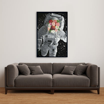 Toile « Rêver de l'espace » | Décoration murale encadrée grise
