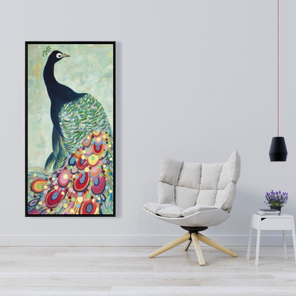 Proud as a Peacock - Blue Framed Canvas | Home Decor Art