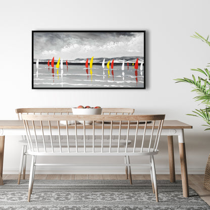 Sailing on the Lake White Bedroom Boat Canvas | Home Decor
