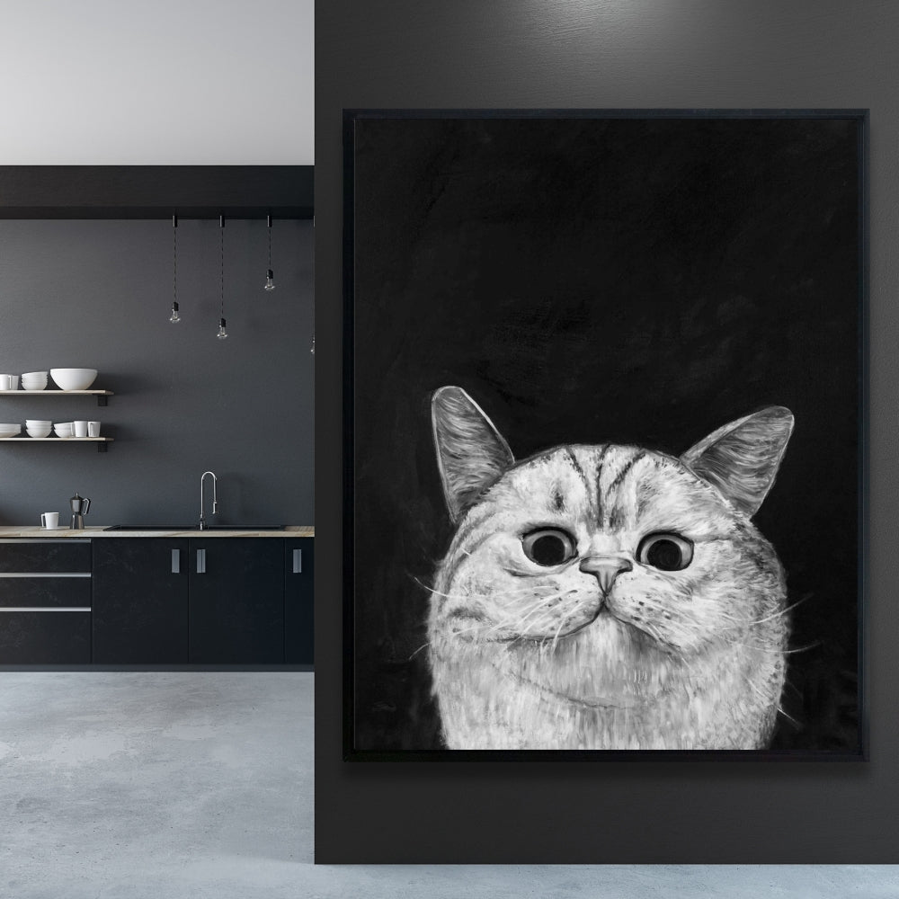 Watching Cat Framed Canvas | Home Decor for Pet Lovers
