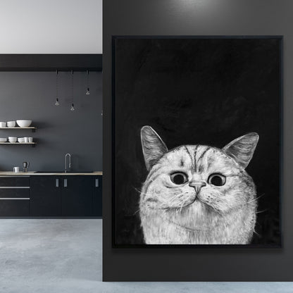 Watching Cat Framed Canvas | Home Decor for Pet Lovers