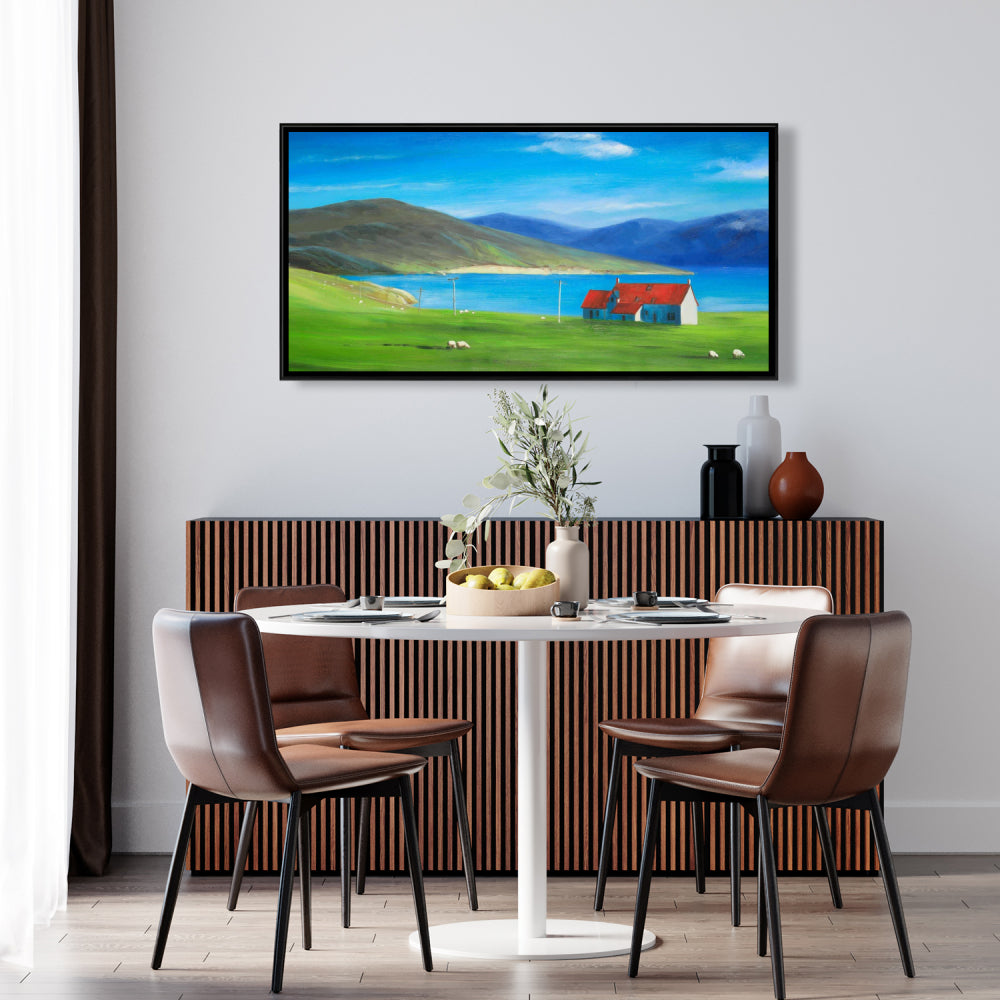 Toile Highlands écossaises | Décoration de chambre côtière bleue