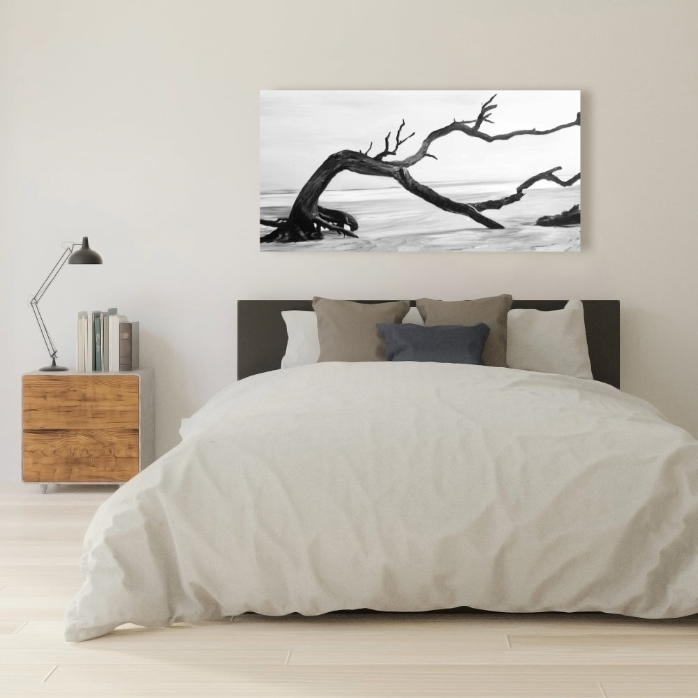 Gray Coastal Canvas - Dead Tree in Water | Bedroom Wall Art