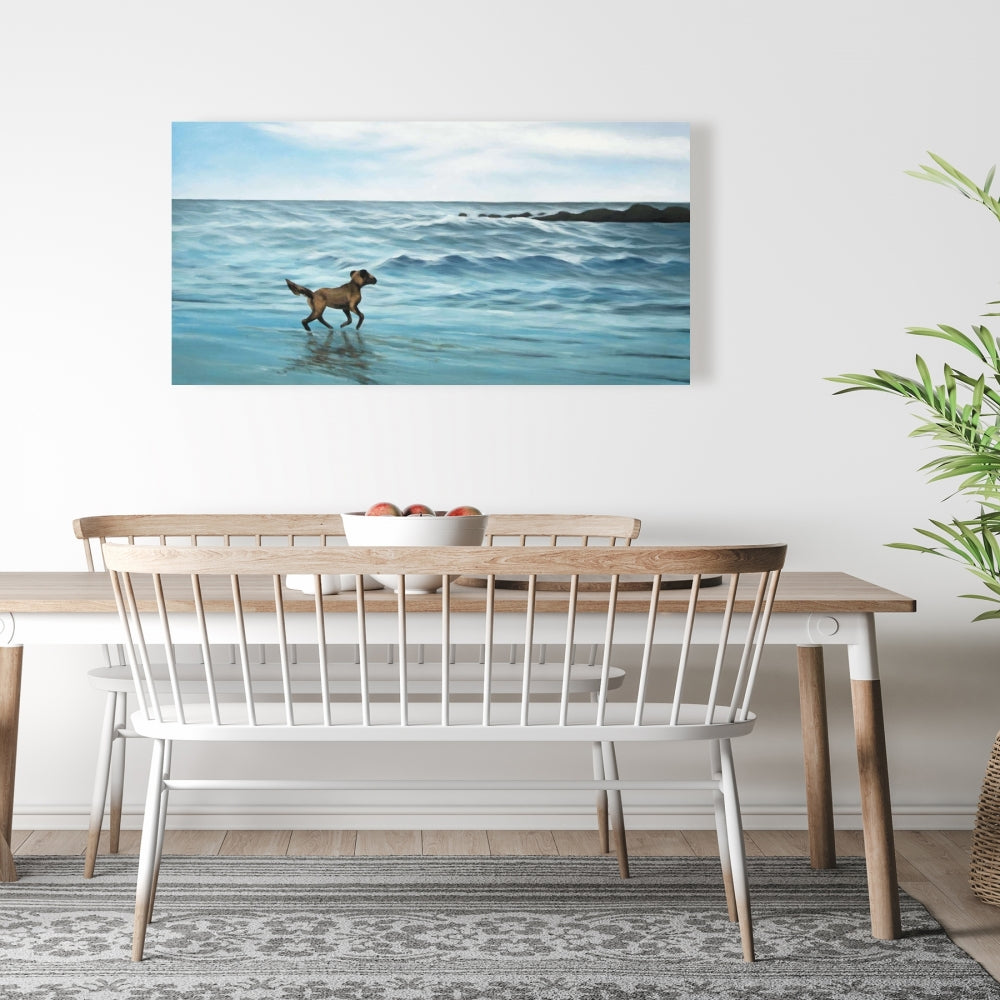 Dog on the Beach Marine Canvas | Home Decor Beach Animals