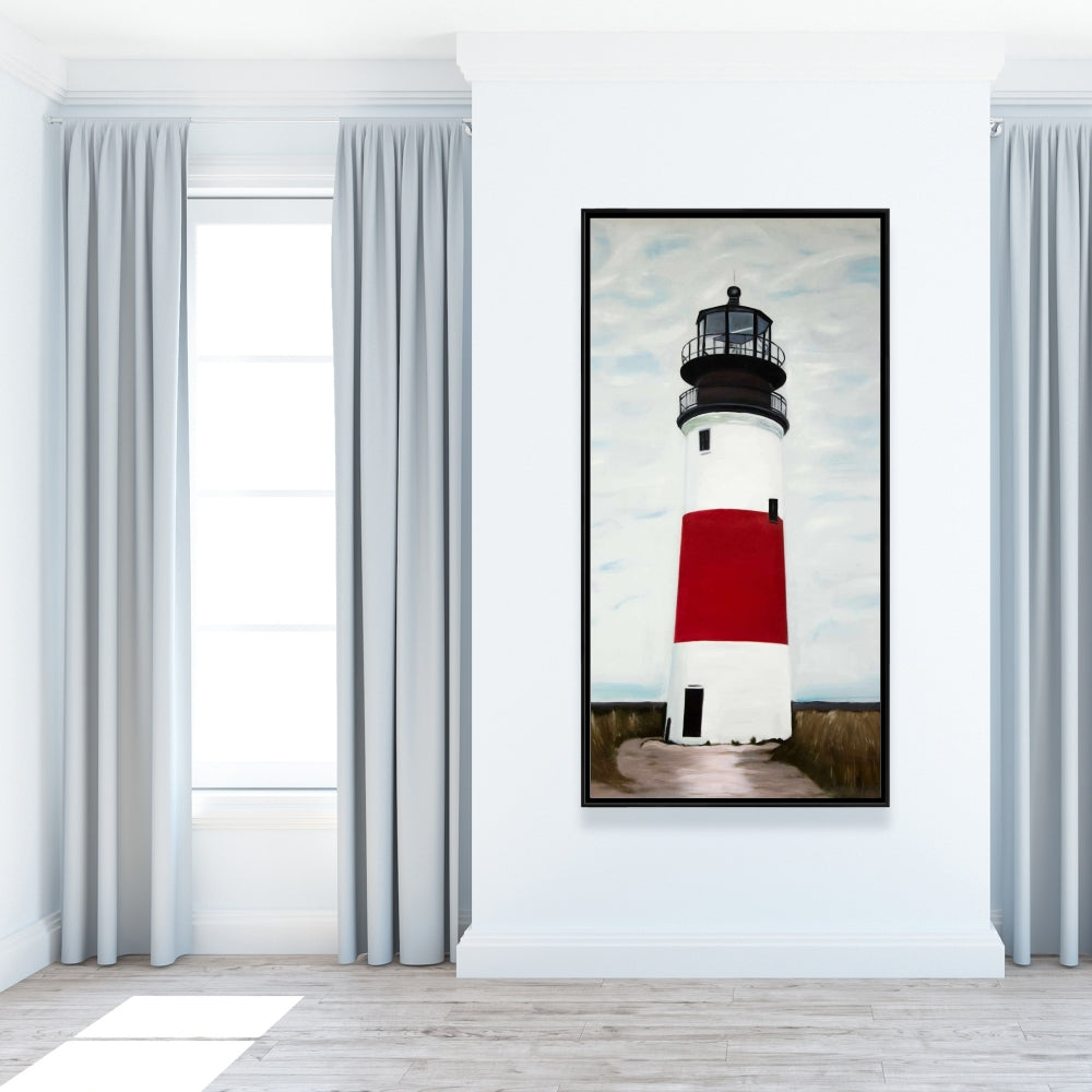 Toile bleu marine représentant le phare de Sankaty Head – Décoration d'intérieur