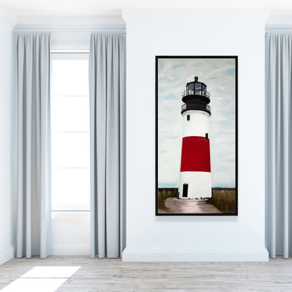 Toile bleu marine représentant le phare de Sankaty Head – Décoration d'intérieur