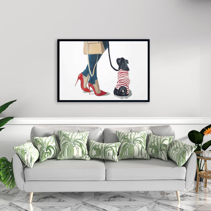 Toile « Best Friends Fashion » bleue avec animaux de compagnie | Décoration de chambre