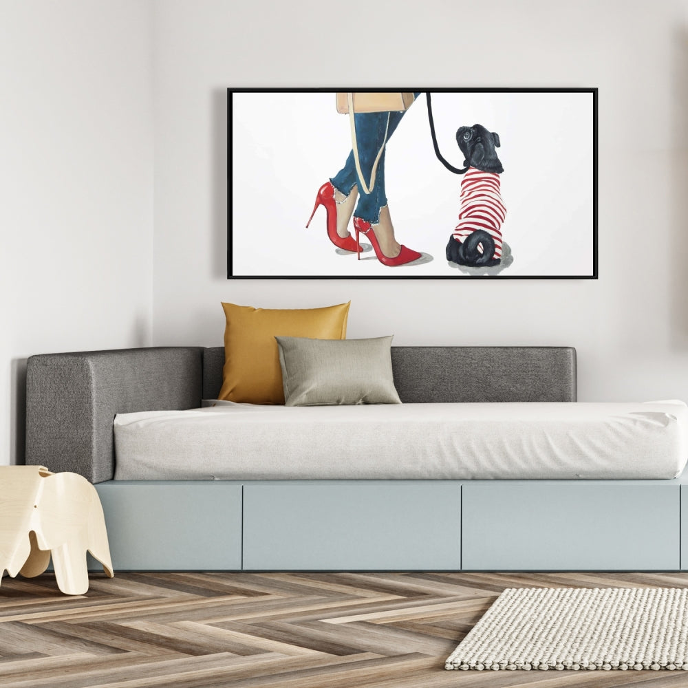 Toile « Best Friends Fashion » bleue avec animaux de compagnie | Décoration de chambre