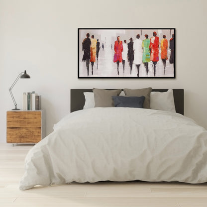 Toile Silhouettes de personnes | Cadre blanc | Décoration contemporaine