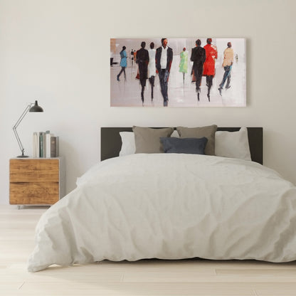 Silhouettes in the Street Gray Canvas | Contemporary Wall Art