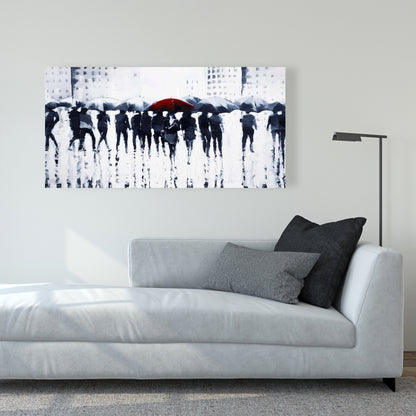 Silhouettes Walking in the Rain Canvas | Modern Bedroom Decor