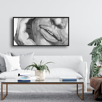 Toile encadrée grise « Lèvres irrésistibles » – Décoration de chambre