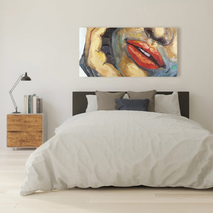 Irresistible Lips Closeup - Brown Canvas for Home Decor